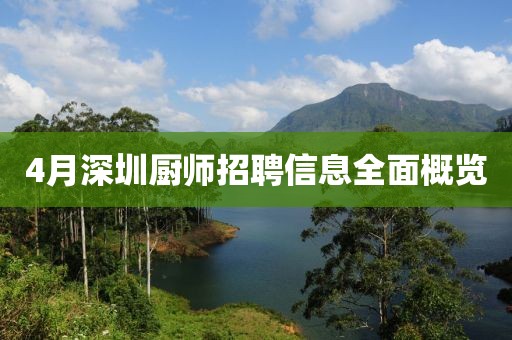 4月深圳厨师招聘信息全面概览