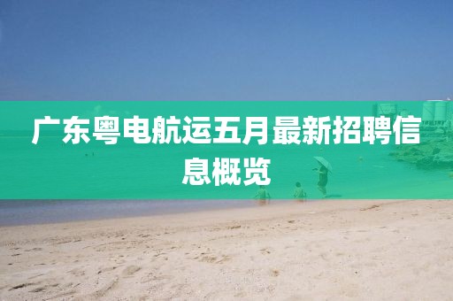 广东粤电航运五月最新招聘信息概览