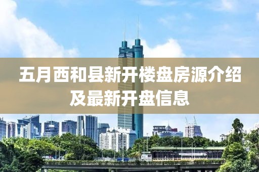 五月西和县新开楼盘房源介绍及最新开盘信息