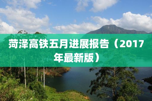 菏泽高铁五月进展报告（2017年最新版）