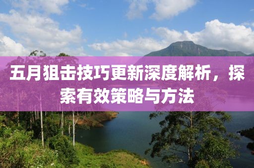 五月狙击技巧更新深度解析，探索有效策略与方法
