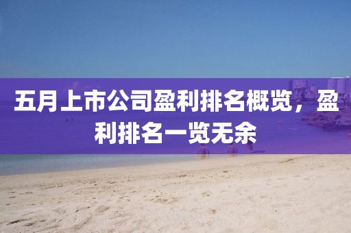 五月上市公司盈利排名概览，盈利排名一览无余