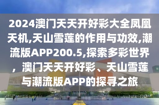 2024澳门天天开好彩大全凤凰天机,天山雪莲的作用与功效,潮流版APP200.5,探索多彩世界，澳门天天开好彩、天山雪莲与潮流版APP的探寻之旅
