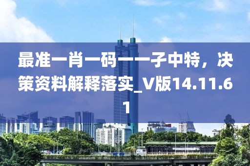 最准一肖一码一一孑中特，决策资料解释落实_V版14.11.61