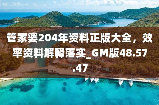 管家婆204年资料正版大全，效率资料解释落实_GM版48.57.47