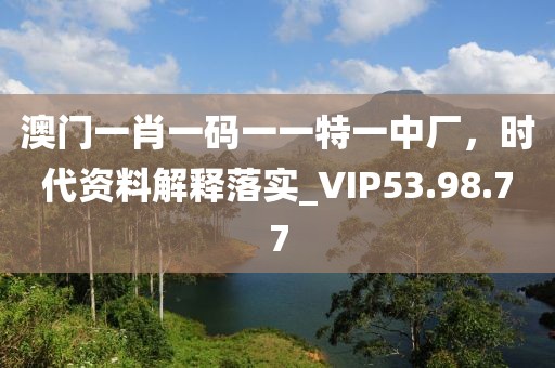 澳门一肖一码一一特一中厂，时代资料解释落实_VIP53.98.77