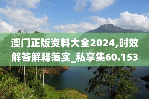 澳门正版资料大全2024,时效解答解释落实_私享集60.153