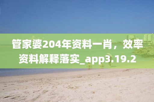 管家婆204年资料一肖，效率资料解释落实_app3.19.2