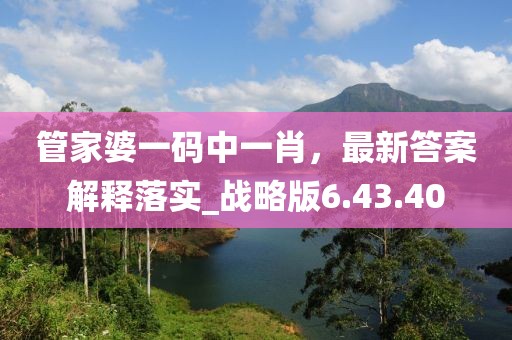 管家婆一码中一肖，最新答案解释落实_战略版6.43.40