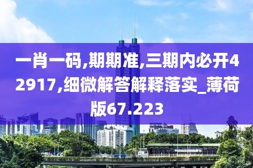 一肖一码,期期准,三期内必开42917,细微解答解释落实_薄荷版67.223