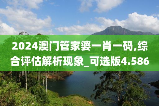 2024澳门管家婆一肖一码,综合评估解析现象_可选版4.586