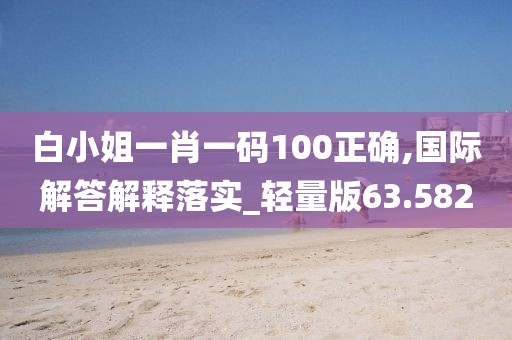 白小姐一肖一码100正确,国际解答解释落实_轻量版63.582